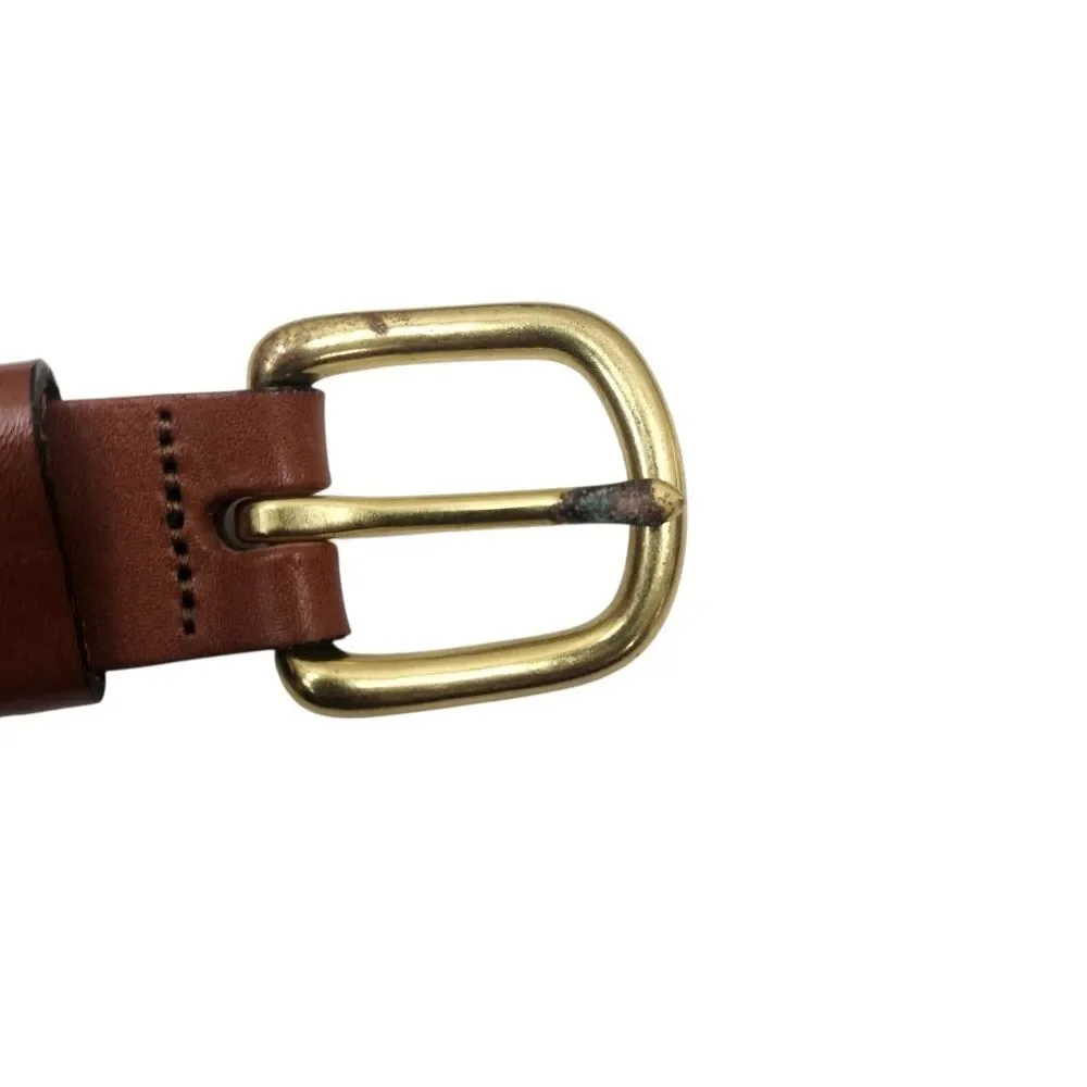 Leather Man Ltd Handmade Sailboat Print Brass Buckle Belt 32